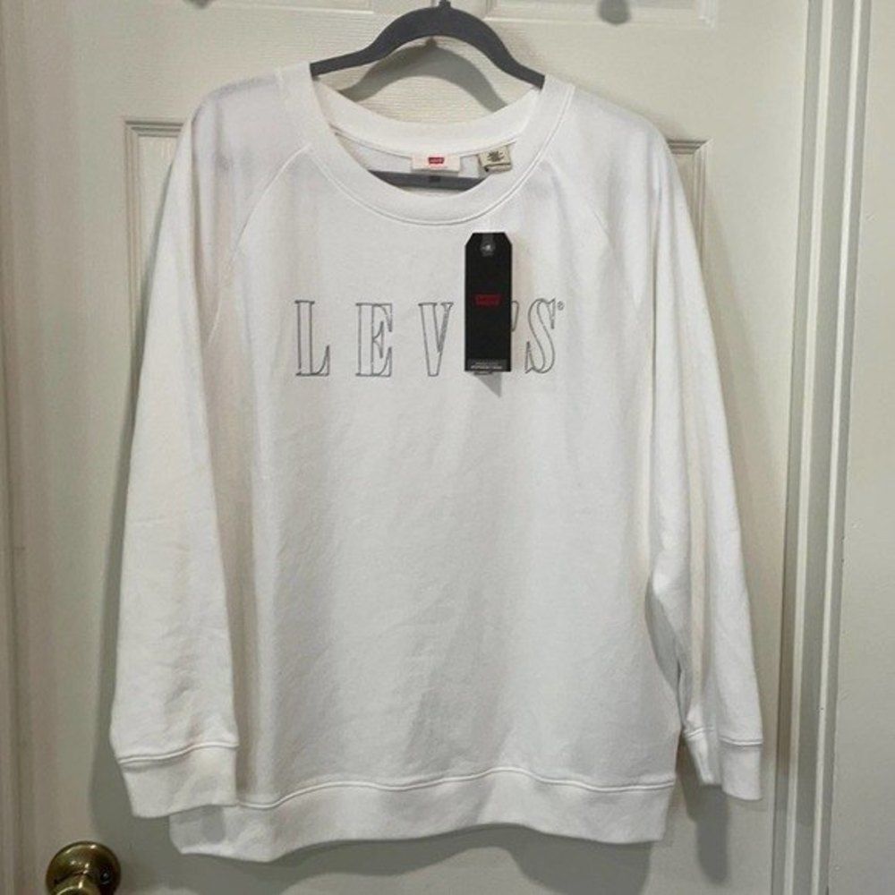 Levi’s Plus Size Logo Graphic Relaxed Oversized Crewneck White Sweatshirt Sz 3X
